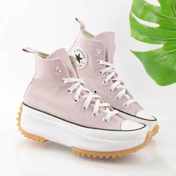 Converse Womens Run Star Hike Hi Sneaker Size 7 Pink White Platform Lace Up Shoe - Picture 1 of 14